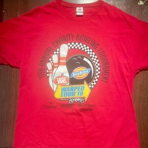 Red Charity Warp Tour 2011 Bowling Tournament T-Shirt. + a FREE guitar pick!